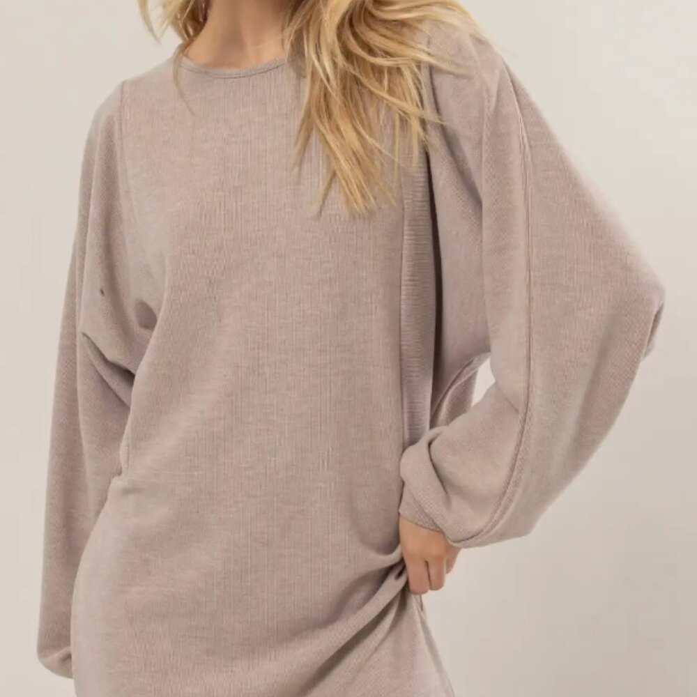 Tan Sweater Dress With Big Sleeves With Cuffs NEW